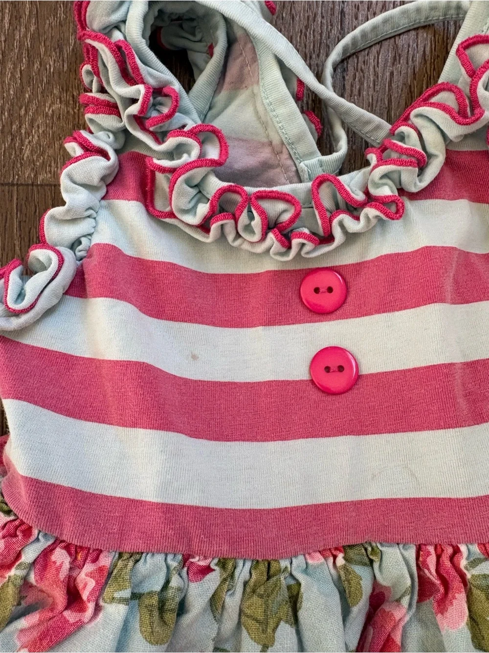 Girls Pink Floral & Stripe top and shorts Set -